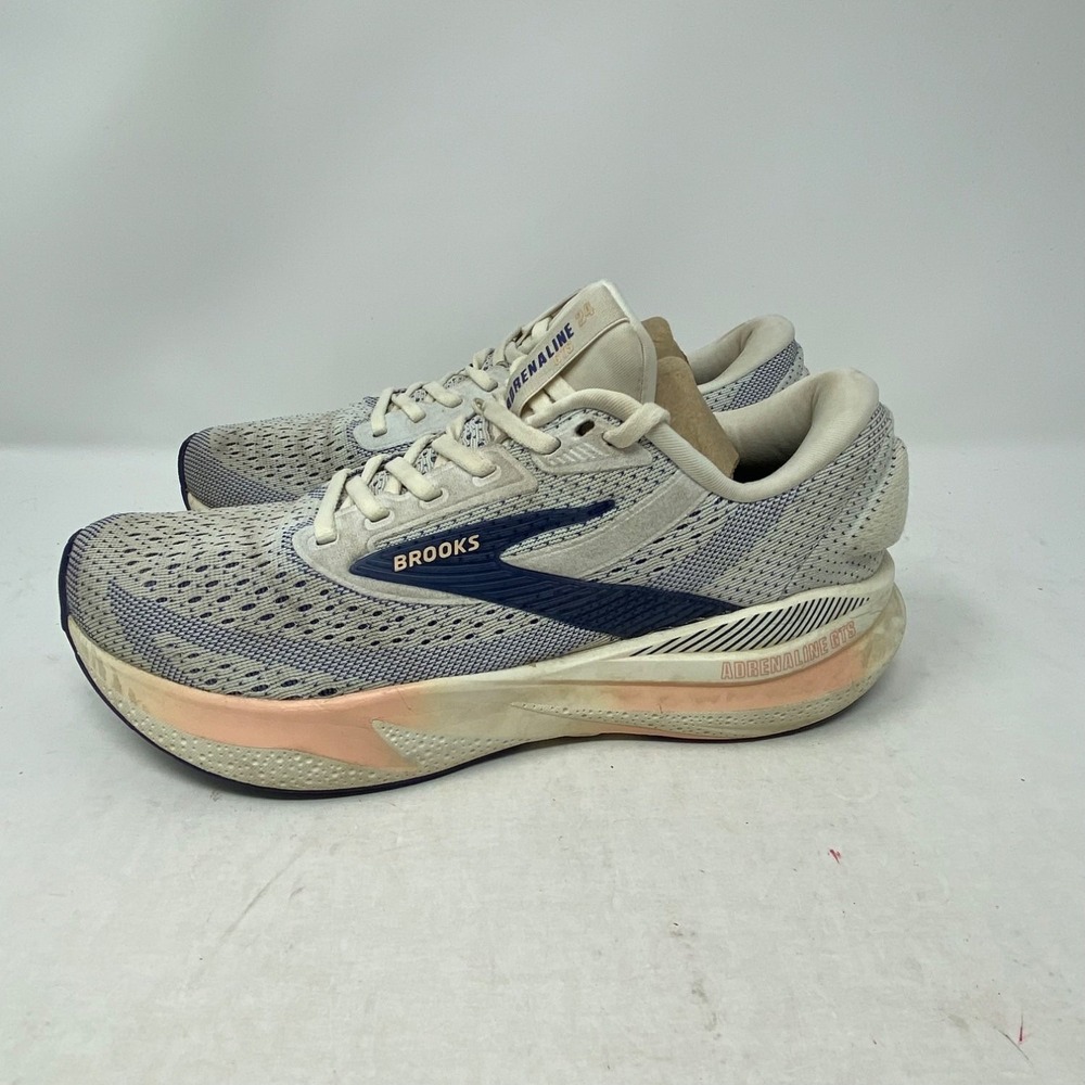 Brooks Adrenaline GTS 24 Running Shoes Womens 8 White Blue Peach 1204261B140